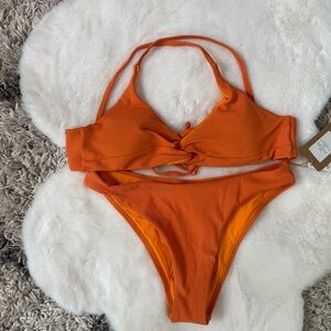 Berlook Vibrant Orange Twist Bikini Set M B08